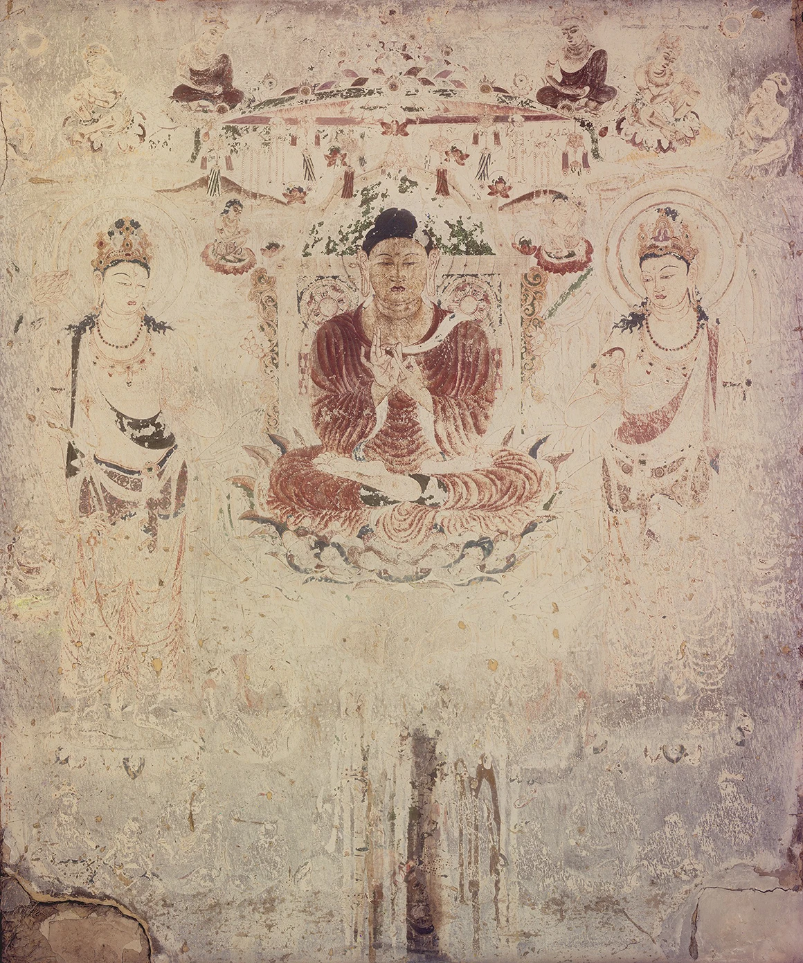 法隆寺金堂壁画写真原板（第六号壁）からのカラー復元画像