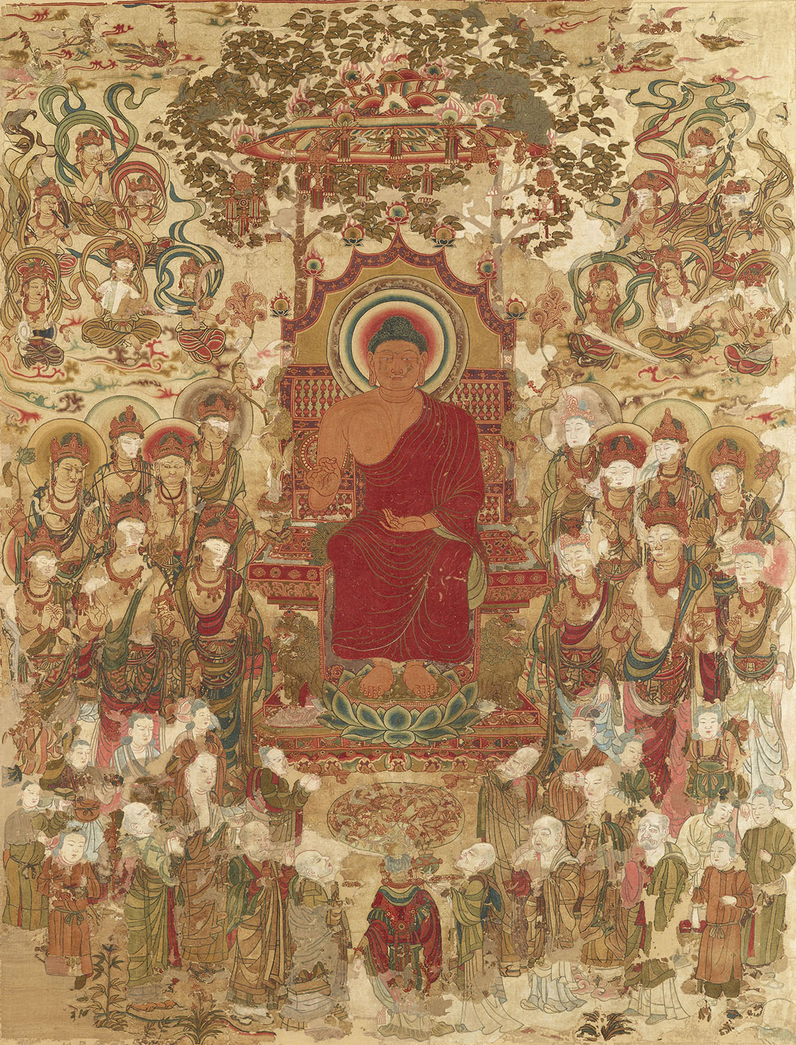 Embroidery of the Shaka Nyorai (Sk. Śākyamuni) Preaching